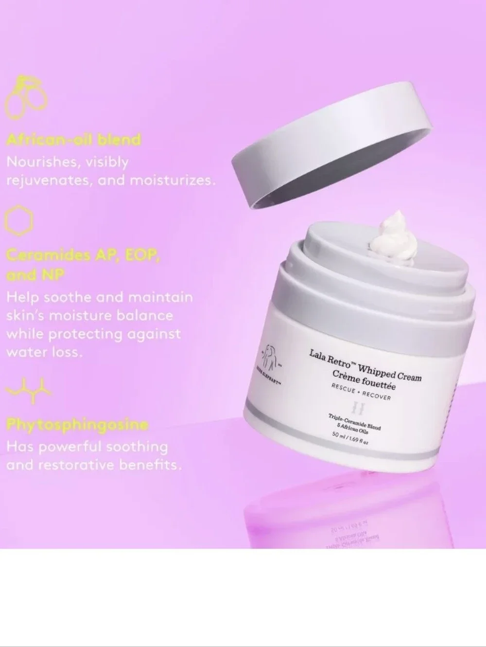 Drunk Elephant Lala Retro Whipped Cream Triple Ceramide Blend, 15ml, NIB